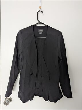 Club Monaco Black Open-Front Draped Blazer